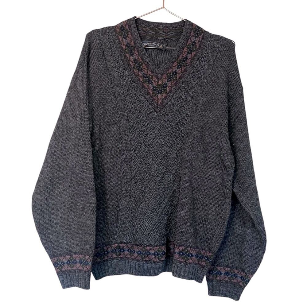 Crossings  made in USA pure Wool V-neck Sweater mens size medium